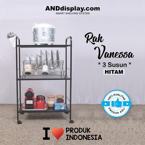 RAK VANESSA 3 SUSUN HITAM & PUTIH